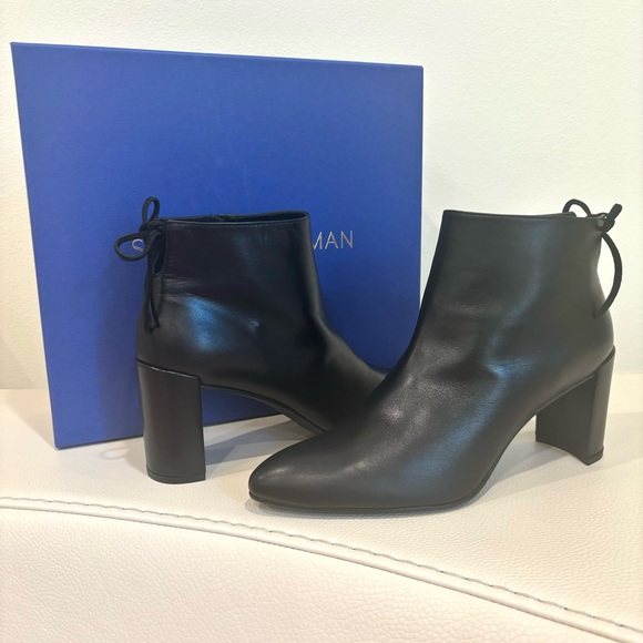 Stuart Weitzman Lofty Black Nappa Tie Back Bootie Size 8 New - Picture 3 of 11